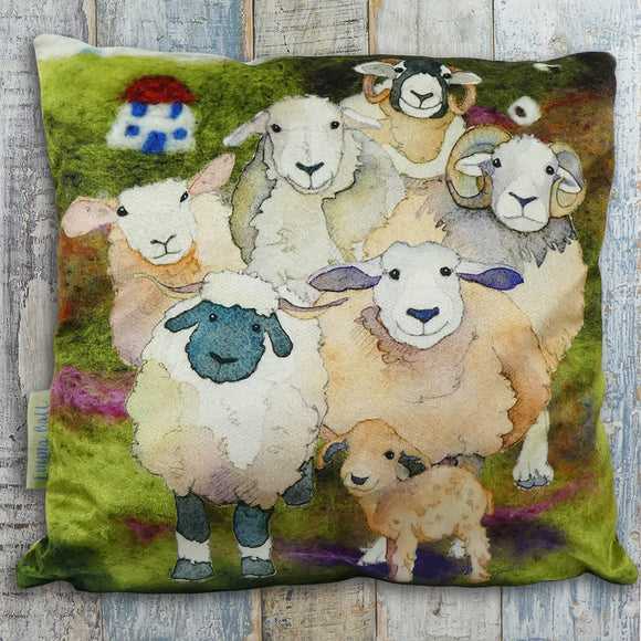 Felted Sheep Velvet Cushion Cover ( Includes Cushion Pad )
