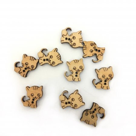 Wooden Button Shapes - Cat