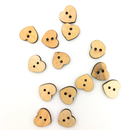 Wooden Button Shapes - Small Heart