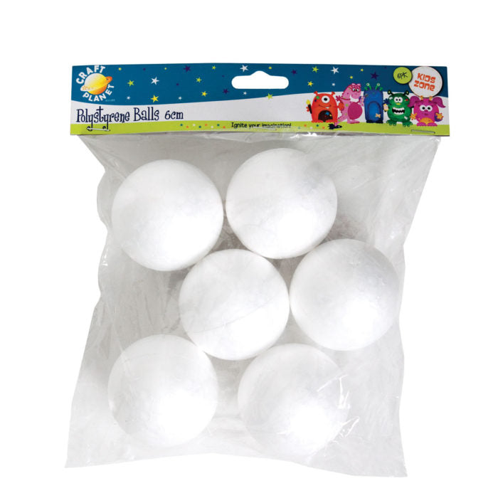 60mm Polystyrene Balls (6pc)