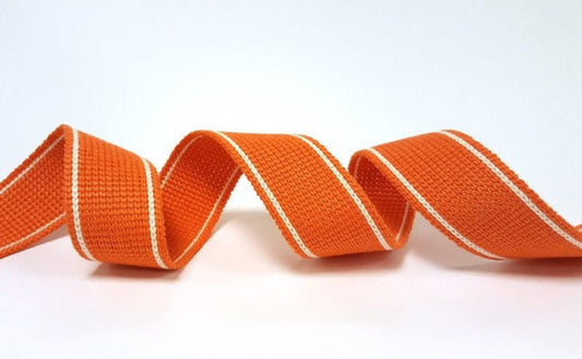 Cotton Blend Heavy Weight 2 Stripe Webbing -34mm Satsuma