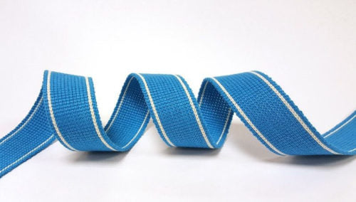 Cotton Blend Heavy Weight 2 Stripe Webbing -34mm Light Turquoise