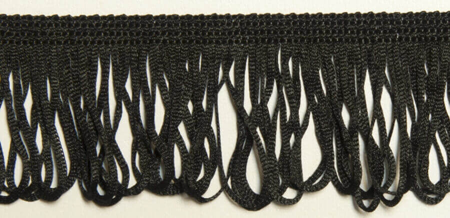 Looped Rayon Fringe- Black - 2"/5cm