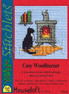 Stitchlets with Card & Envelope - Cosy Woodburner
