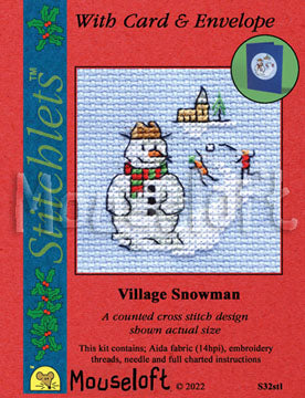 Stitchlets with Card & Envelope - Village Snowman