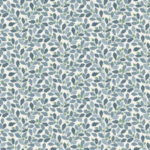 Makower Fabrics - Heather & Sage-Oak Leaf Blue