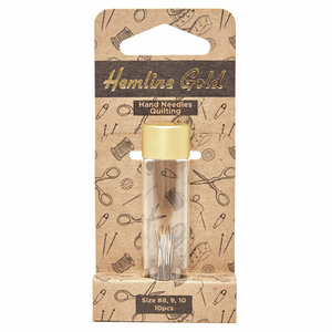 Hemline Gold - Hand Sewing Needles: Premium: Quilting: Sizes 8-10: 10 Pieces