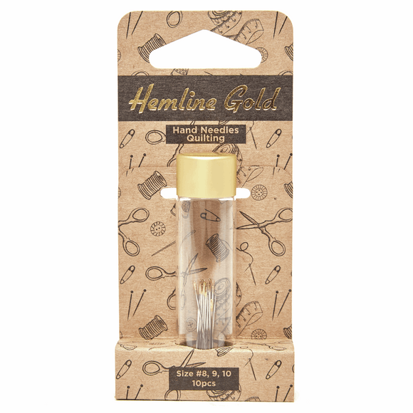 Hemline Gold - Hand Sewing Needles: Premium: Quilting: Sizes 8-10: 10 Pieces