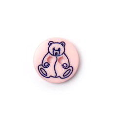 Button- 13mm Teddy Bear Print -Pink
