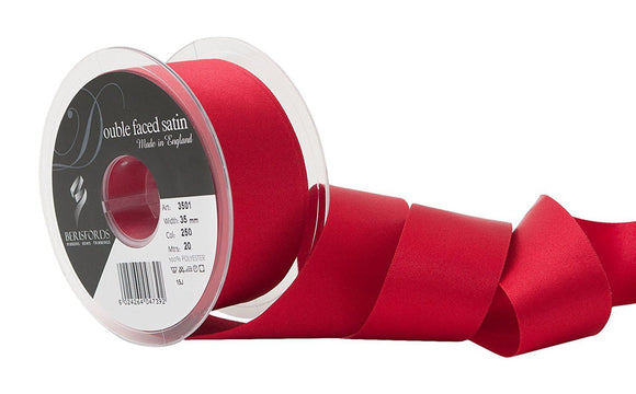 Bertie's Bows Double Satin Ribbon - 35mm Red