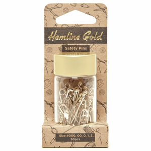 Hemline Gold - Assorted Size Safety Pins: Assorted Sizes: 50 Pieces: Gold