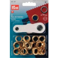 Prym Eyelets & Washers 11mm Gold
