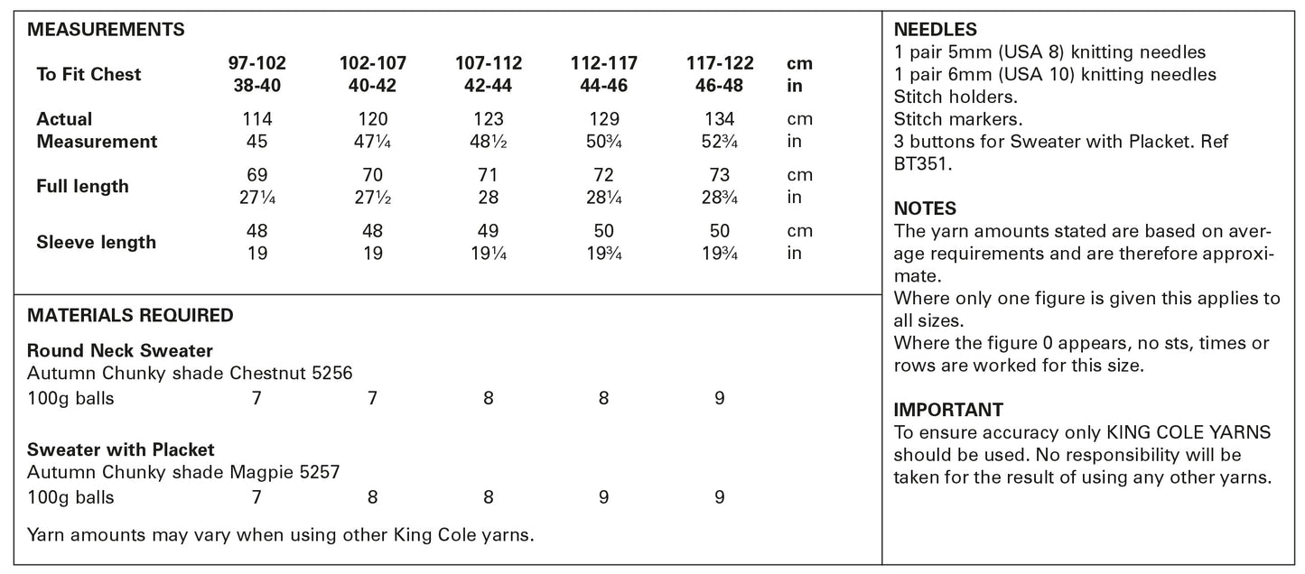 King Cole Knitting Pattern 5818