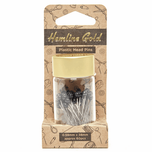 Hemline Gold - Pins: Black Plastic Head: Nickel Plated Steel