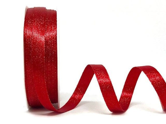 Bertie’s Bows Red Sparkle Satin Ribbon 10mm