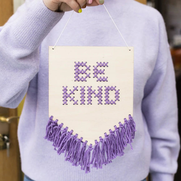 Cotton Clara -Be Kind Tasseled Embroidery Kit - Lilac