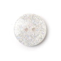 Buttons - White Glitter 2 Hole 18mm