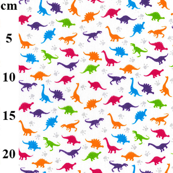 PolyCotton - Multi Coloured Dinosaur