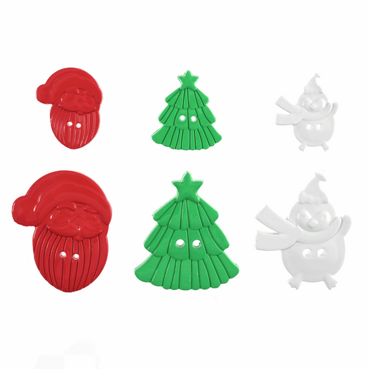 Buttons: Christmas: Santa and Penguins