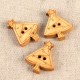 Carved Wooden Button - Christmas Tree