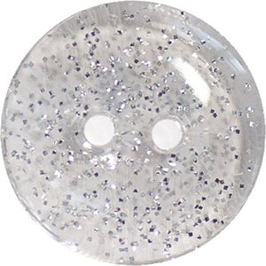Buttons - 15mm Italian 2-hole Clear Glitter