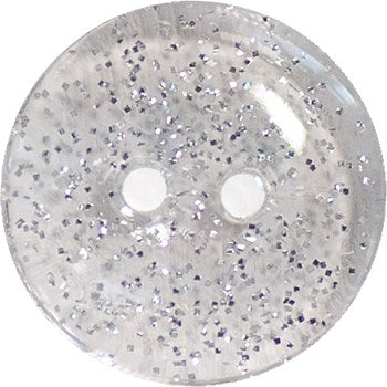 Buttons - 10mm Italian 2-hole Clear Glitter