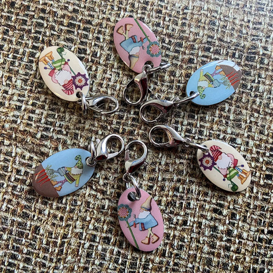 Crafting Gnomes Crochet Stitch Markers (set of 6) by Emma Ball Ltd