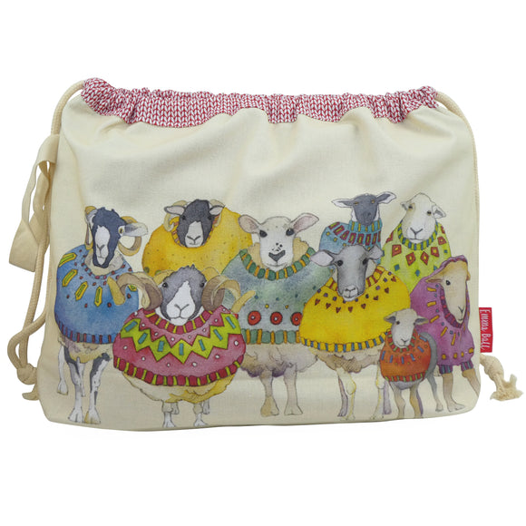Sheep in Sweaters II Drawstring Bag by Emma Ball Ltd