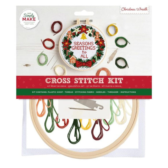 Docrafts Simply Make Christmas Wreath Cross Stitch Kit
