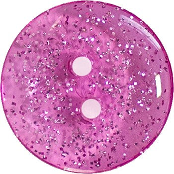Buttons - 15mm Italian 2-hole Fuchsia Glitter