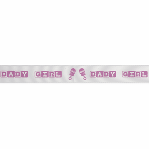 Ribbon: Grosgrain: Baby: Pink on White