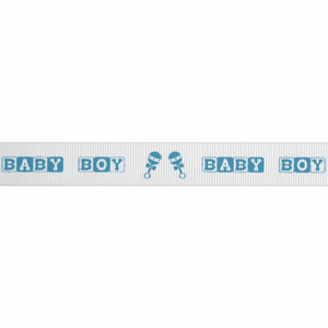 Ribbon: Grosgrain: Baby: Blue on White