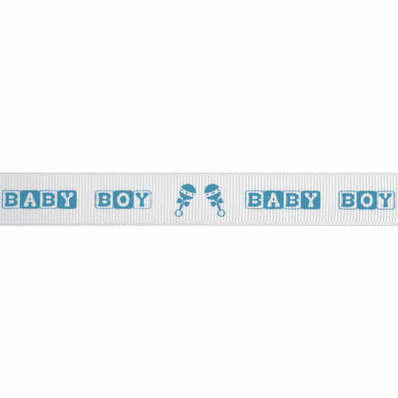 Ribbon: Grosgrain: Baby: Blue on White