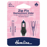 Hemline Zip Fix: For Metal: Size 5: Black