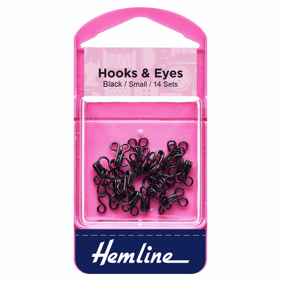 Hemline Hooks & Eyes Black Size 1