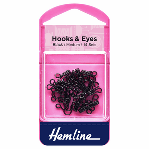 Hemline Hooks & Eyes Black Size 2