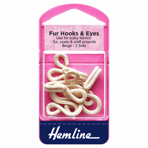 Hemline Beige Fur Covered Hooks & Eyes