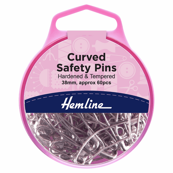 Hemline Curved Safety Pins - 60pk