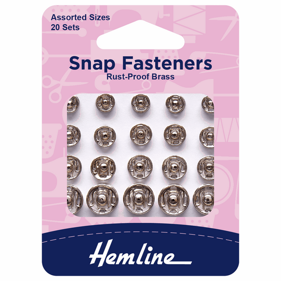 Hemline Assorted Siver Snap Fasteners