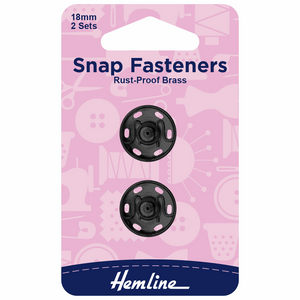 Hemline Black Snap Fasteners 18mm