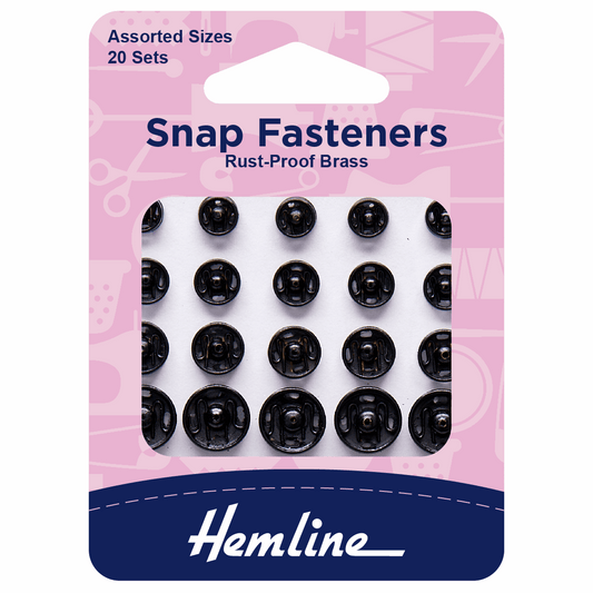 Hemline Assorted Black Snap Fasteners