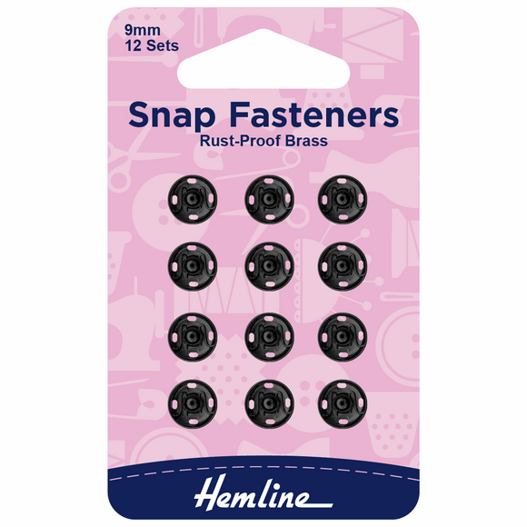 Hemline Black Snap Fasteners 9mm