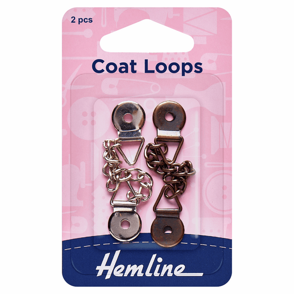 Hemline Coat Loops: Bronze/Nickel: Metal: 2 Pieces