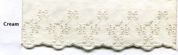 Broderie Anglaise Trimming -50mm Cream