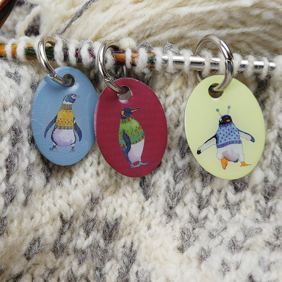 Penguins in Pullovers Stitch Markers (set of 6) by Emma Ball Ltd