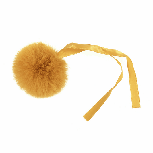Pom Pom: Faux Fur: Medium: 6cm: 1 Piece: Mustard