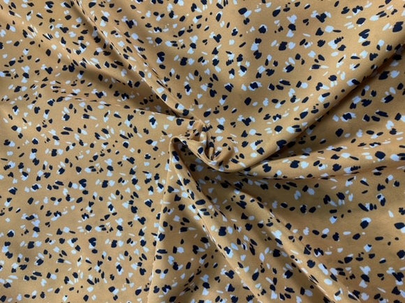 Polyester Dress Fabric - Mustard Geo Print