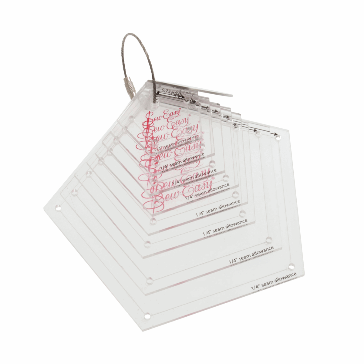 Sew Easy Template Set: Patchwork: Mini Pentagons: 8 Sizes: 0.75 - 3in