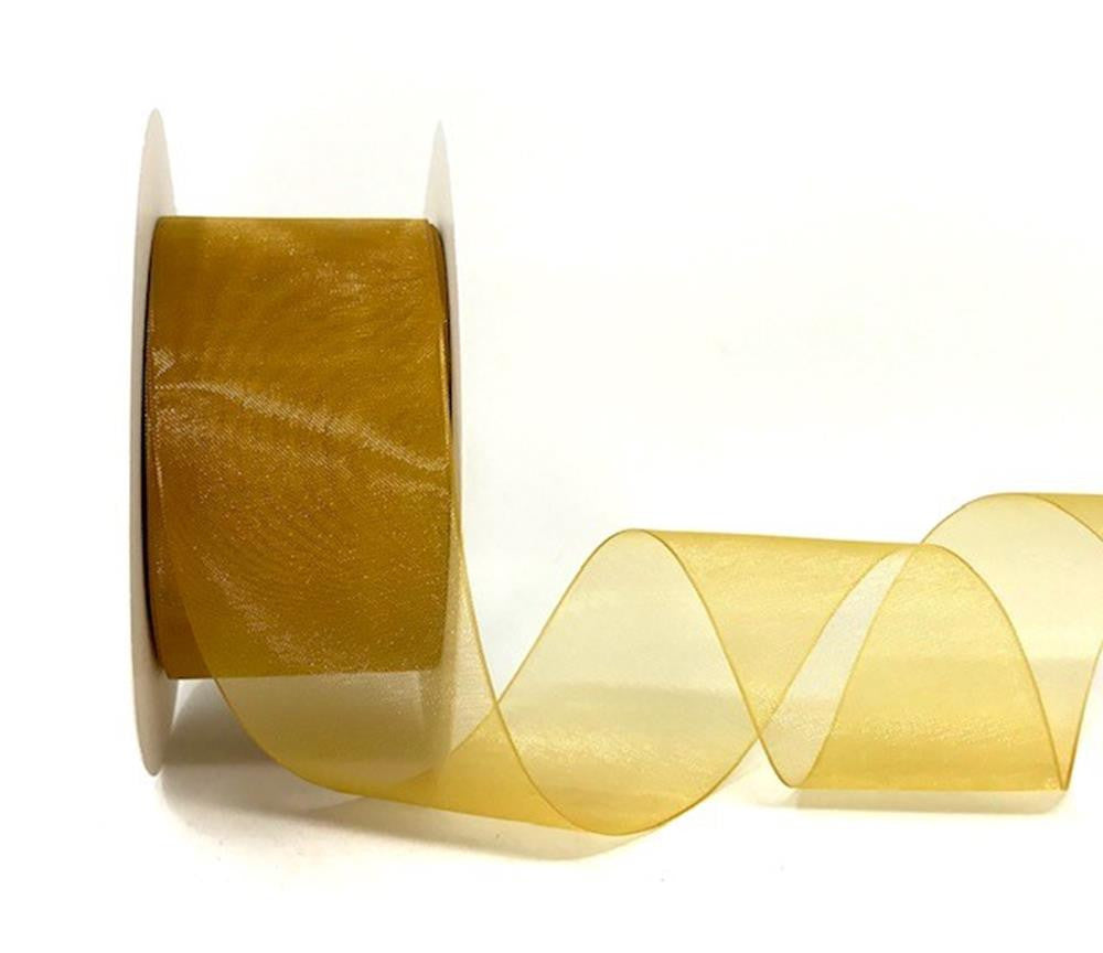 Bertie’s Bows Antique Gold 25mm Sheer Organza Ribbon