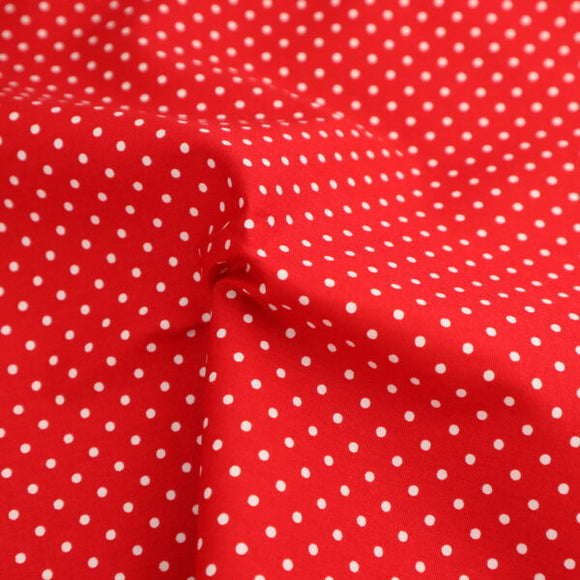 Reynard Fabrics Cotton Poplin - Polka Dot Red/White